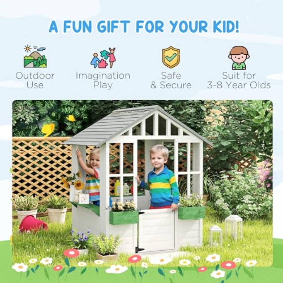 Outdoor playhouse for backyard - Kids Outdoor Wooden Playhouse avaliação e preço