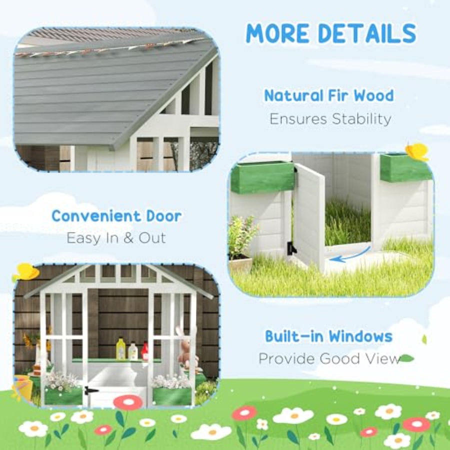 Outdoor playhouse for backyard - Kids Outdoor Wooden Playhouse avaliação e preço