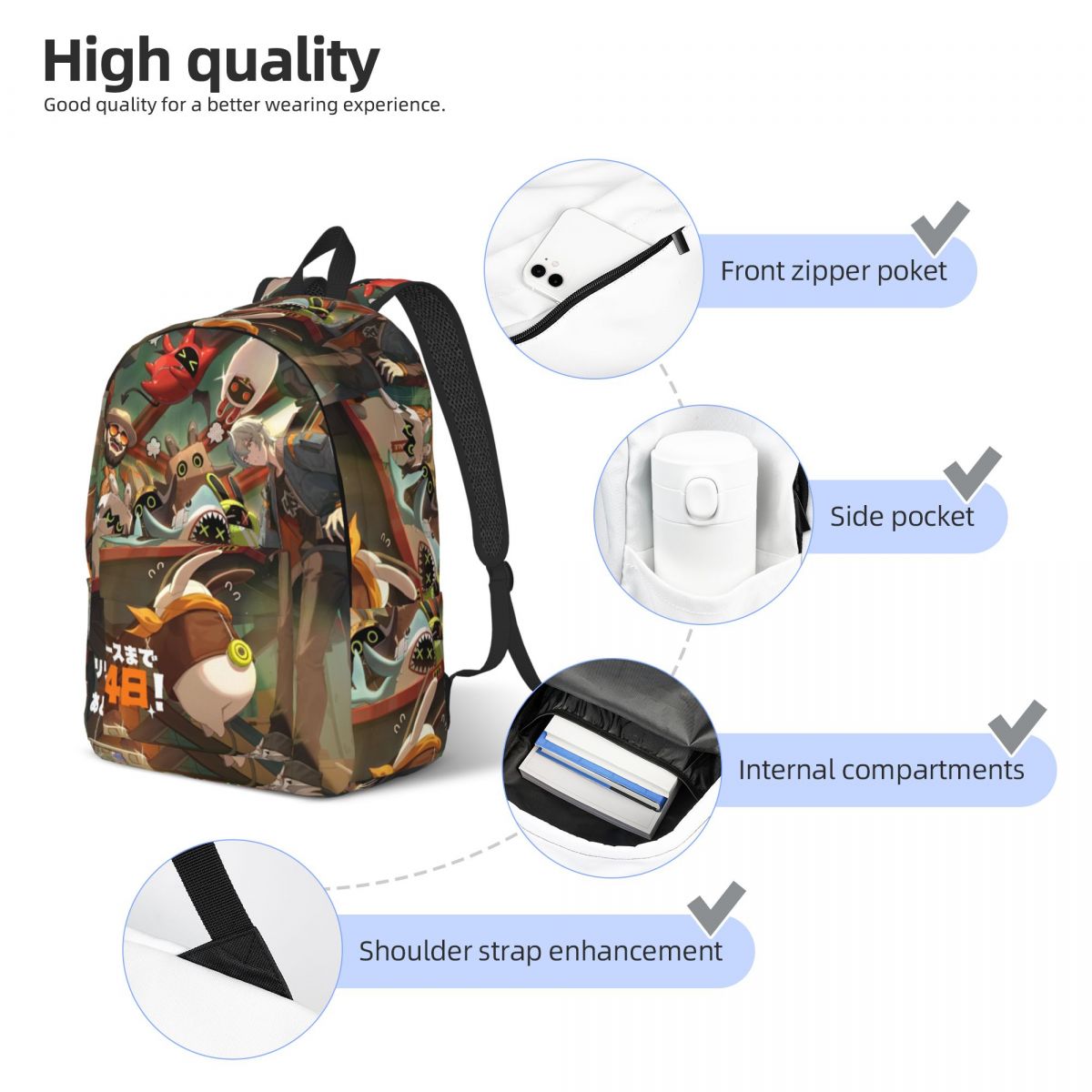 Zenless Zone Zero Backpack for - Kids Outdoor Zone avaliação e preço