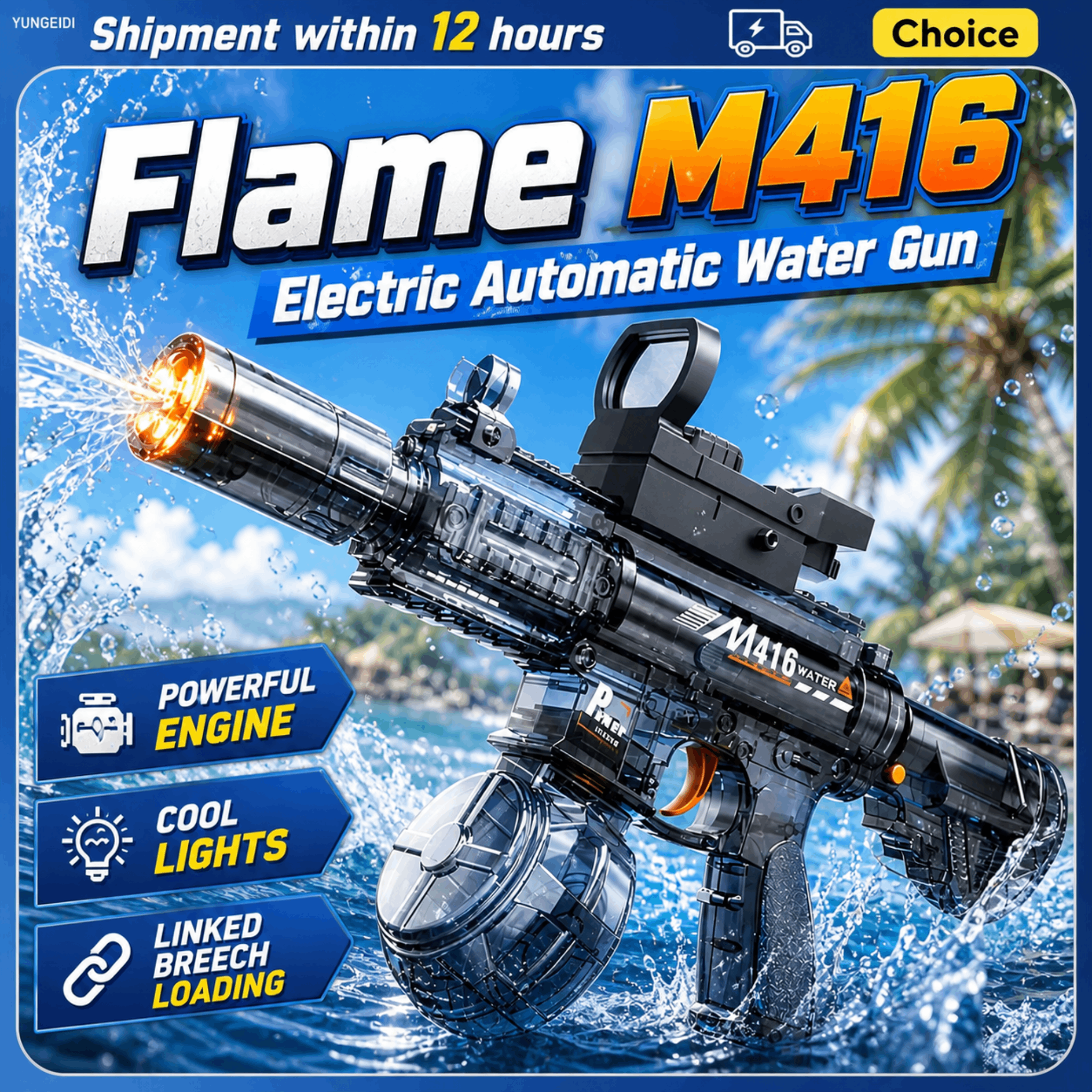 Electric Water Gun Flashing Li - Kids Outdoor Music avaliação e preço