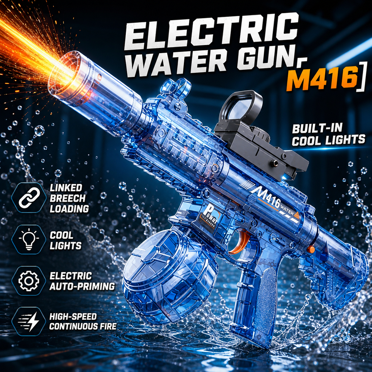 Electric Water Gun Flashing Li - Kids Outdoor Music avaliação e preço