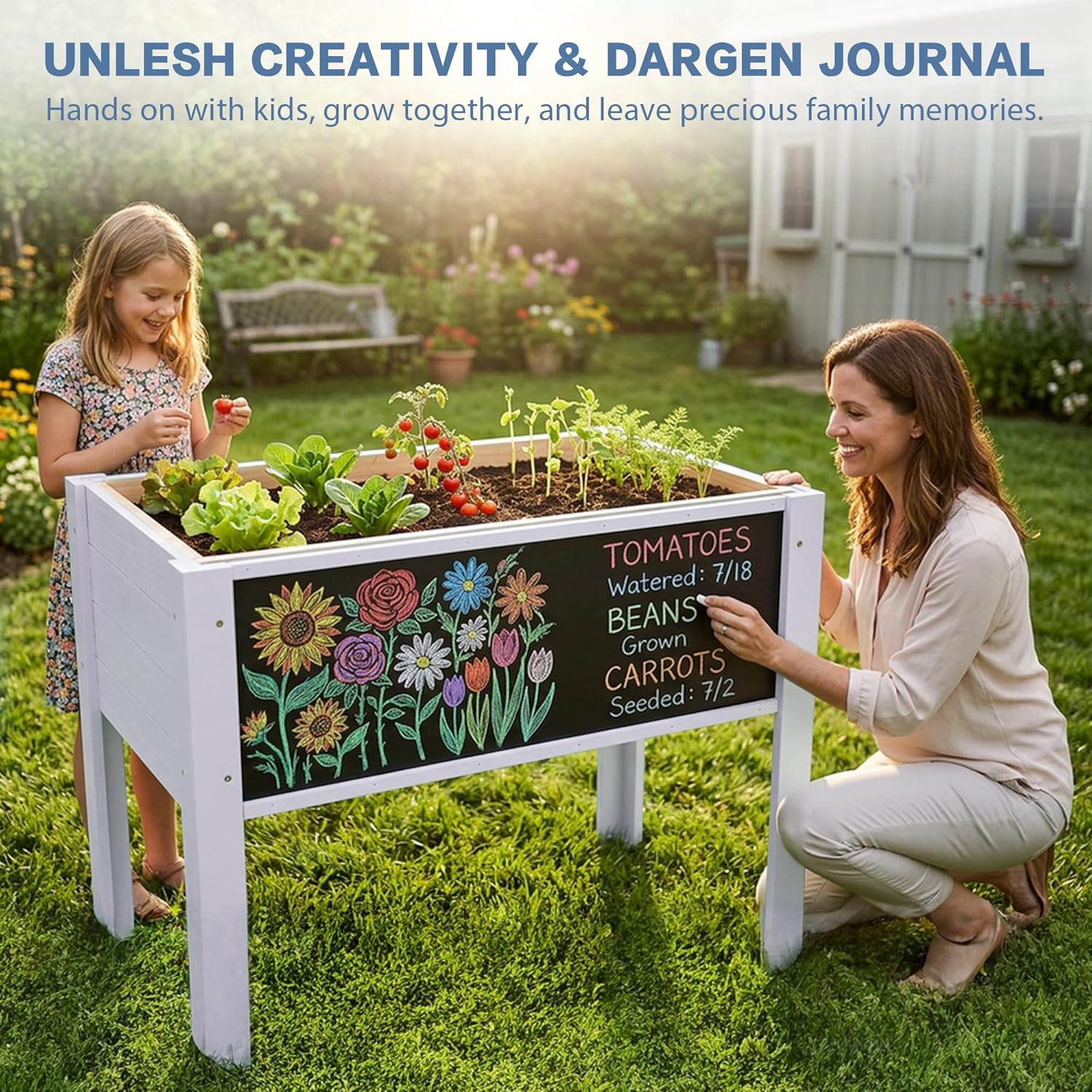 Kids Raised Garden Bed with DI - Kids Outdoor Chalkboard avaliação e preço