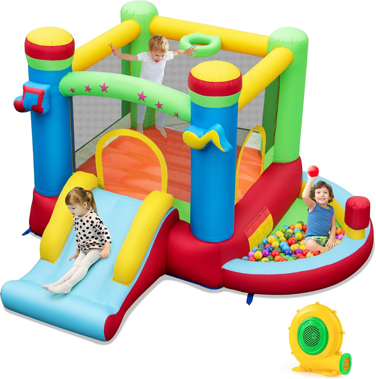 Inflatable Bounce House with B - Kids Outdoor Jumping Castle avaliação e preço