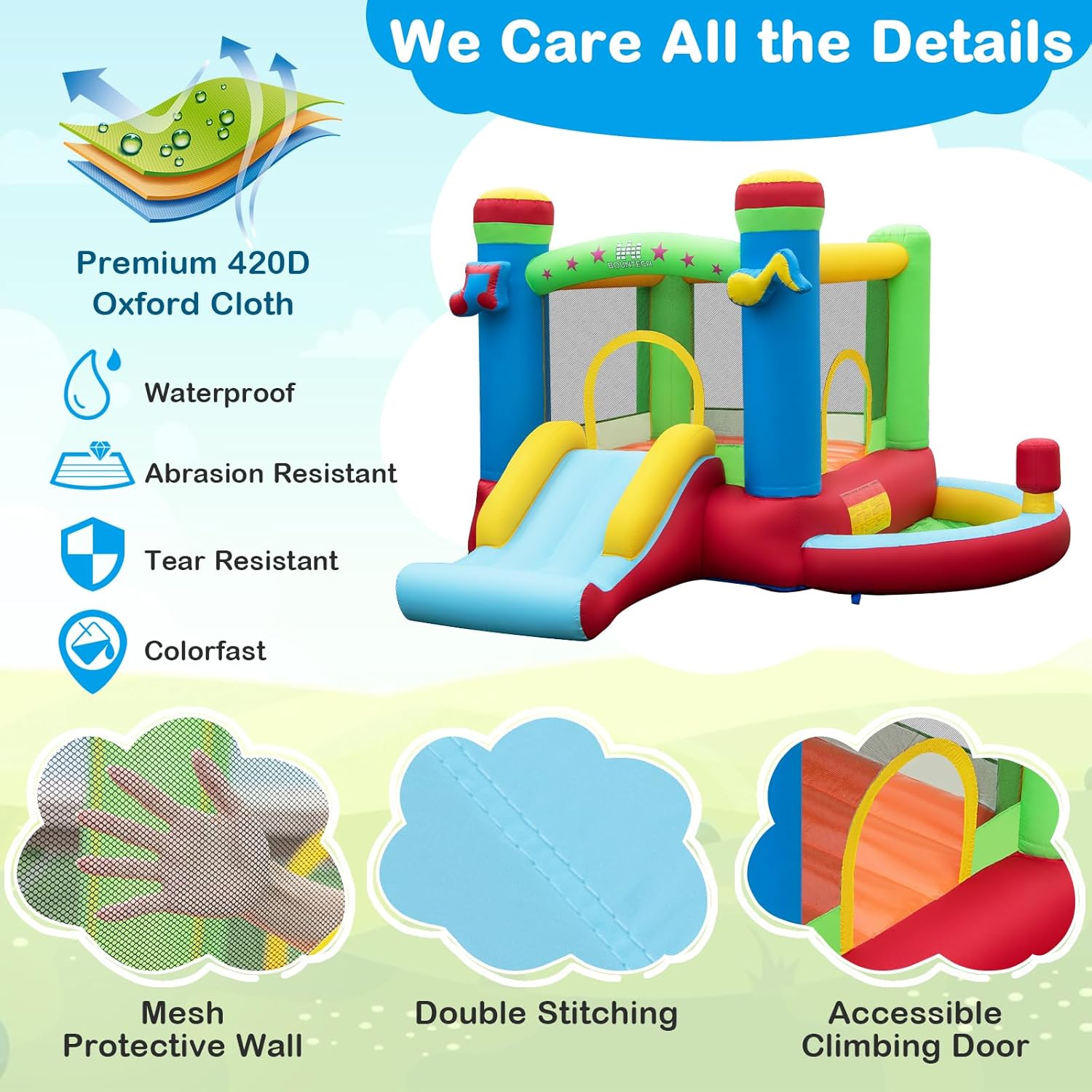 Inflatable Bounce House with B - Kids Outdoor Jumping Castle avaliação e preço
