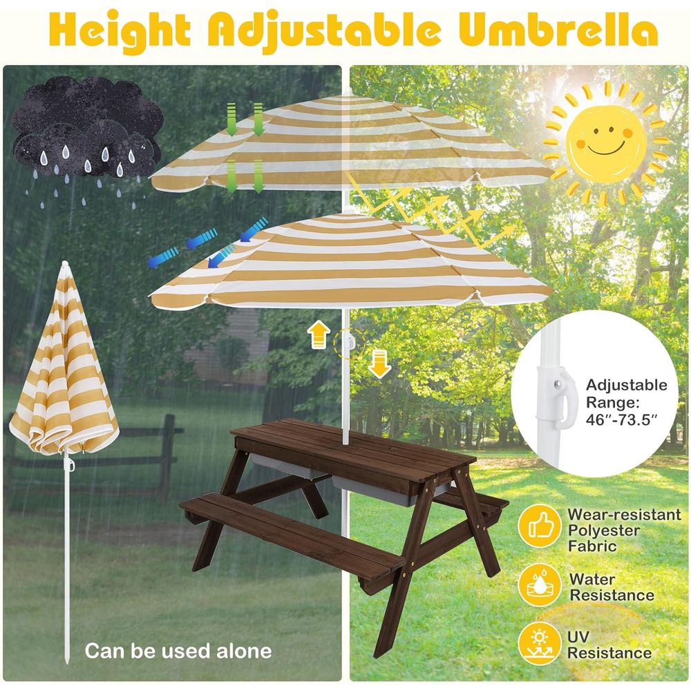 Kids Picnic Table with Sensory - Kids Outdoor Table With Umbrella avaliação e preço