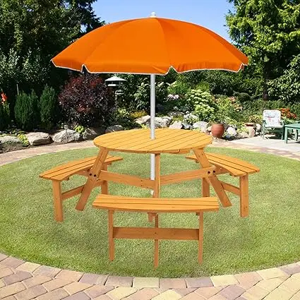 10-Person Solid Wood Picnic Ta - Kids Outdoor Bench avaliação e preço
