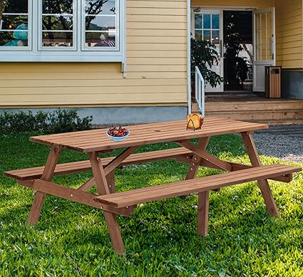 10-Person Solid Wood Picnic Ta - Kids Outdoor Bench avaliação e preço