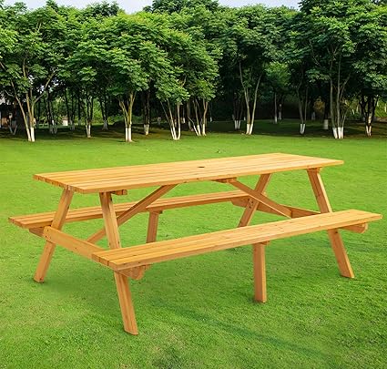 10-Person Solid Wood Picnic Ta - Kids Outdoor Bench avaliação e preço