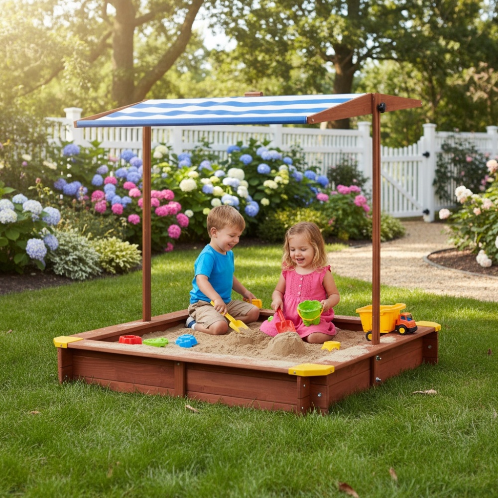 Wooden Kids Picnic Table, Sand - Kids Outdoor Table With Umbrella avaliação e preço