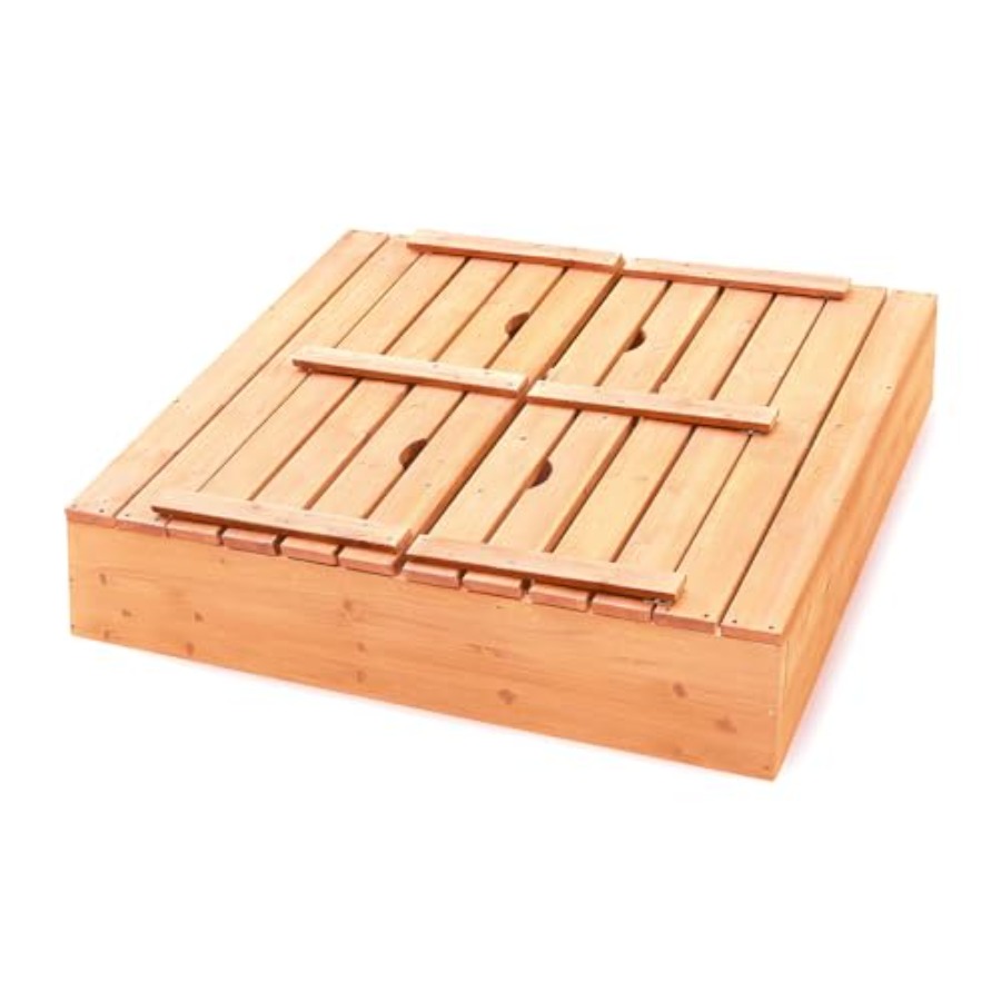 Outdoor wooden sandbox with li - Kids Outdoor Bench avaliação e preço