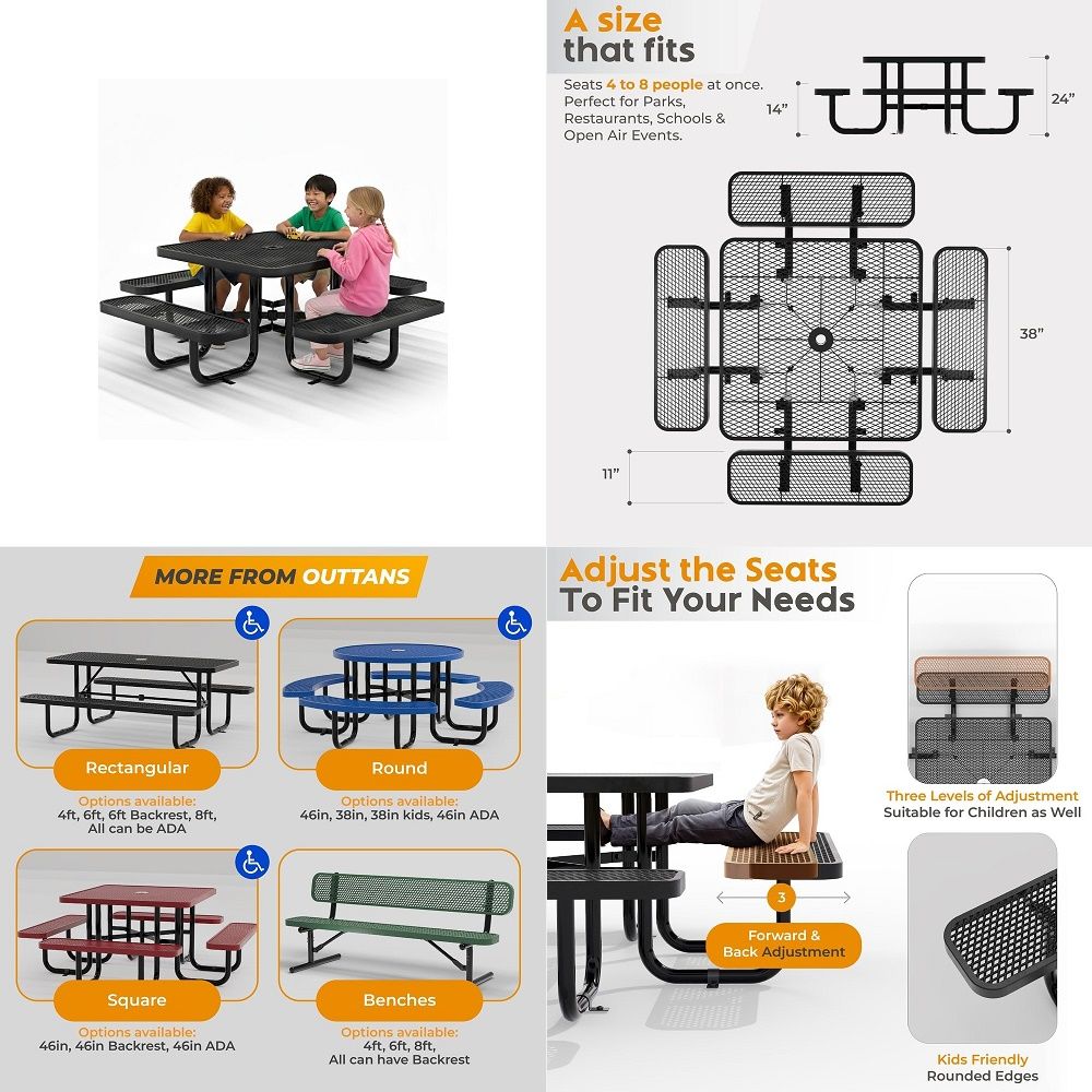 Metal Picnic Tables for Kids f - Kids Outdoor Table With Umbrella avaliação e preço