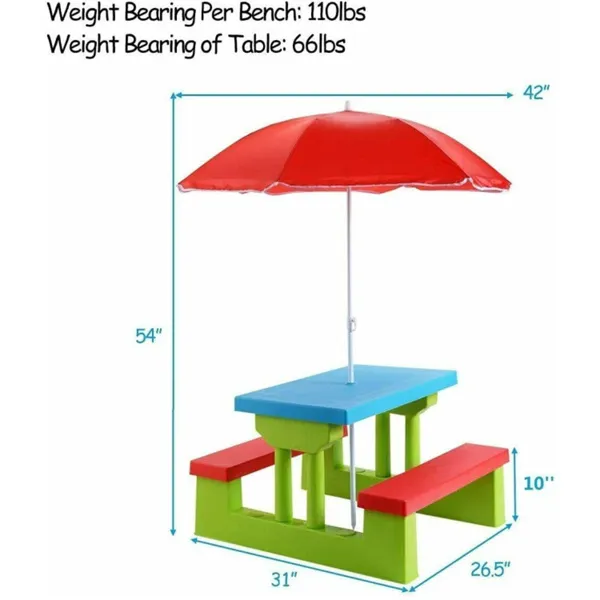 Children Outdoor Picnic Table  - Kids Outdoor Table With Umbrella avaliação e preço