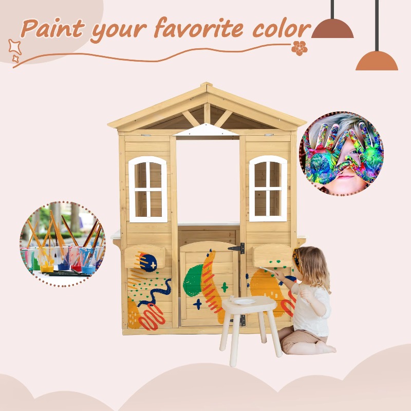 Modern Classic Solid Wood Play - Kids Outdoor Wooden Playhouse avaliação e preço