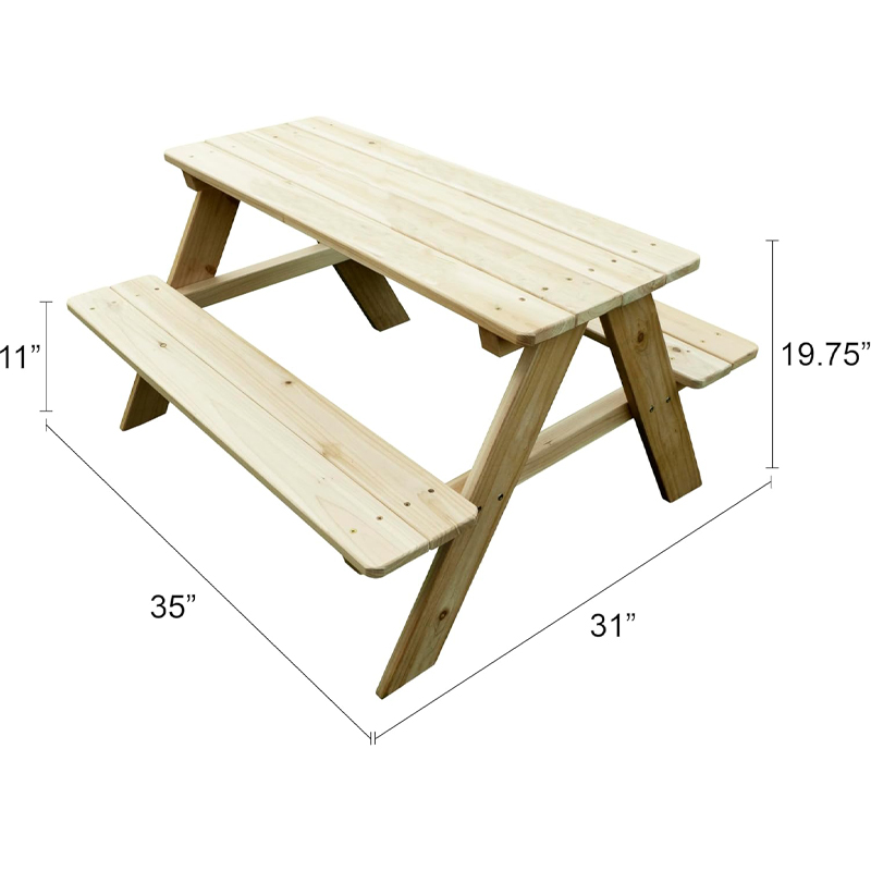 Outdoor Wooden Kids Picnic Tab - Kids Outdoor Bench avaliação e preço