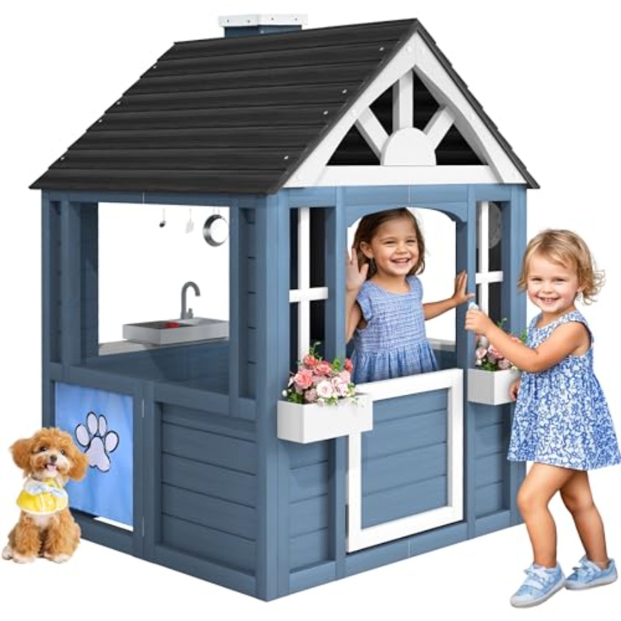 Outdoor playhouse for kids ced - Kids Outdoor Wooden Playhouse avaliação e preço