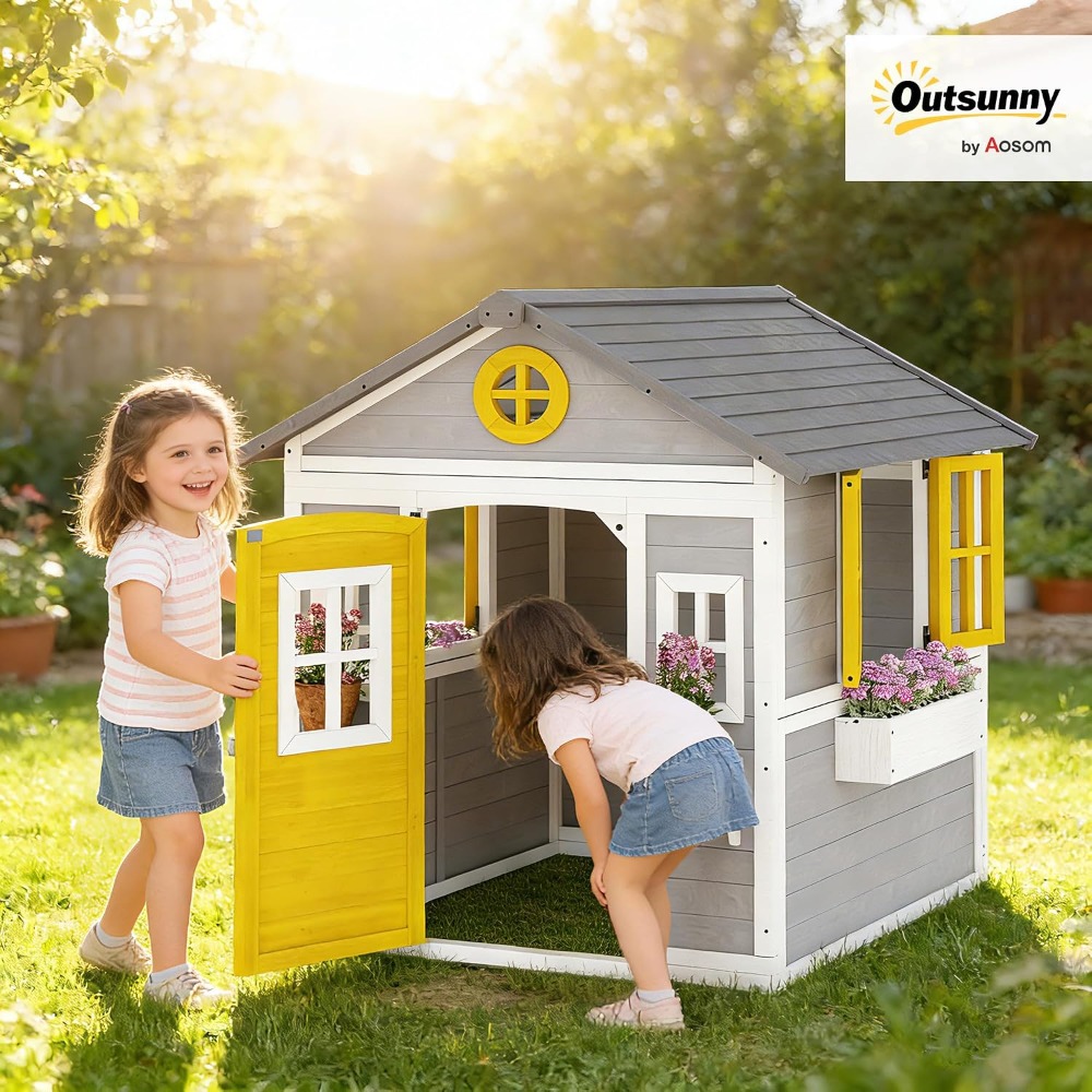 Wooden Outdoor Kids Playhouse, - Kids Outdoor Wooden Playhouse avaliação e preço
