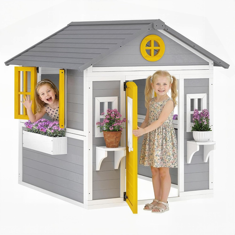 Wooden Outdoor Kids Playhouse, - Kids Outdoor Wooden Playhouse avaliação e preço
