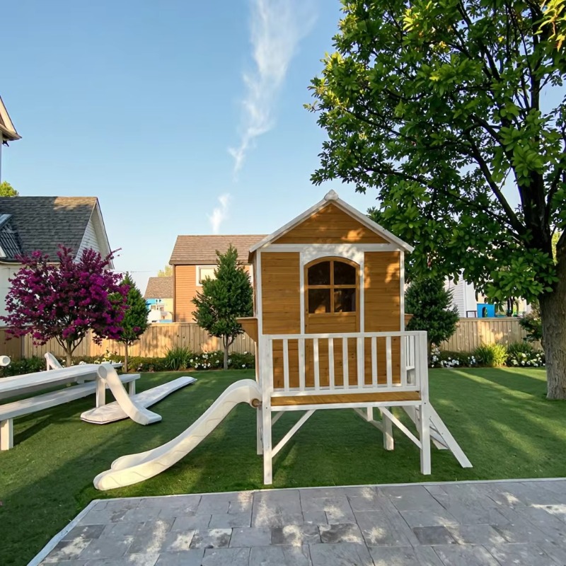 Modern Two-Floor Kids Wooden O - Kids Outdoor Wooden Playhouse avaliação e preço