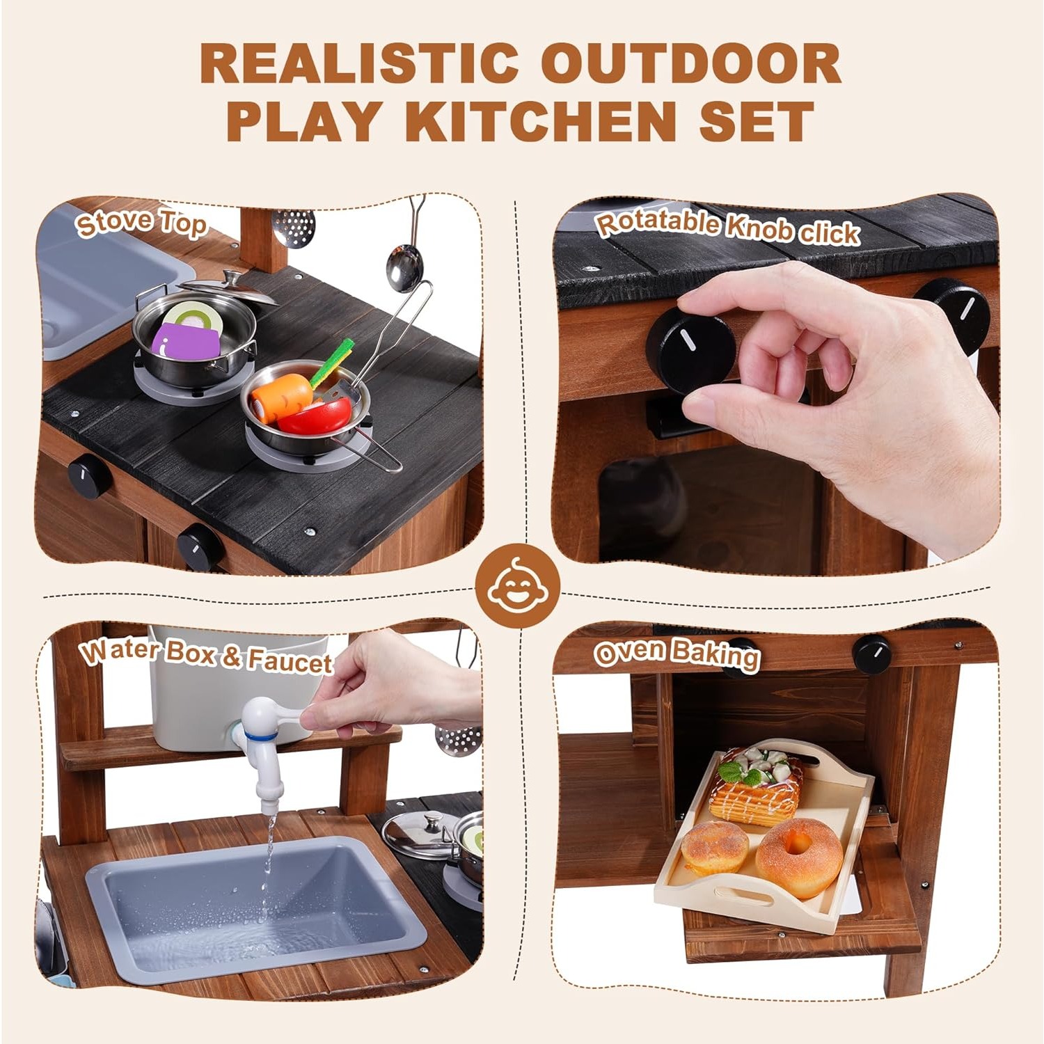 Outdoor Mud Kitchen Toy for Ki - Kids Outdoor Sink avaliação e preço