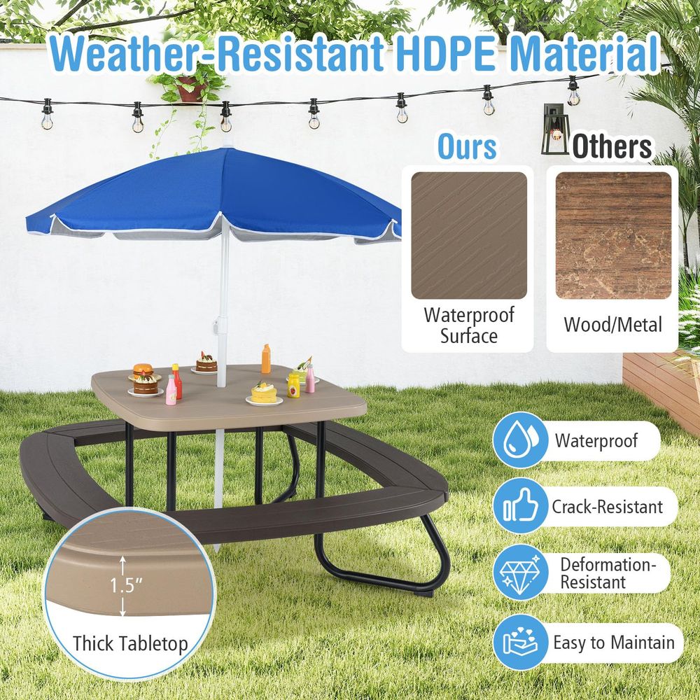 JOY Kids Picnic Table, 8 Perso - Kids Outdoor Table With Umbrella avaliação e preço