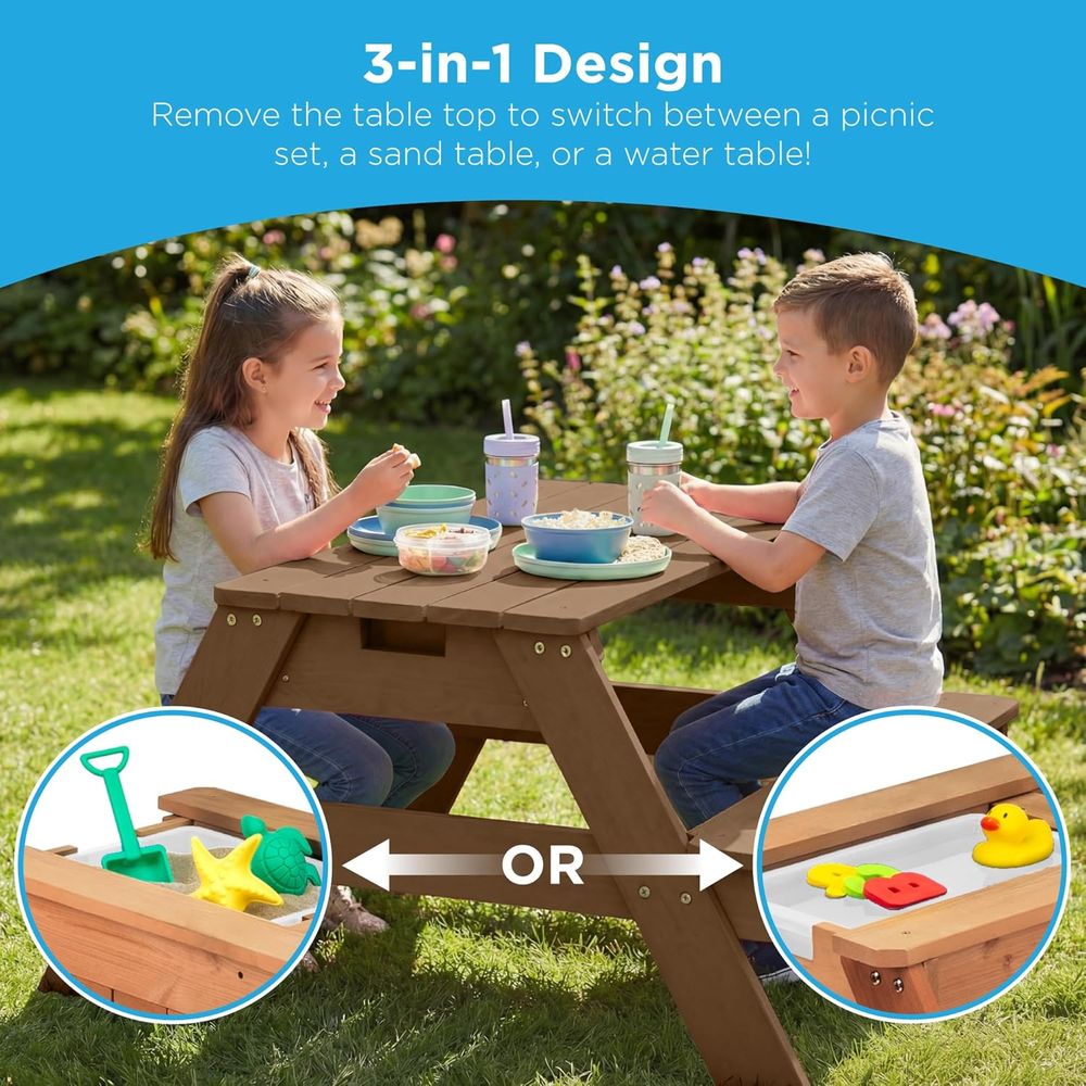 Kids Picnic Table with Umbrell - Kids Outdoor Table With Umbrella avaliação e preço