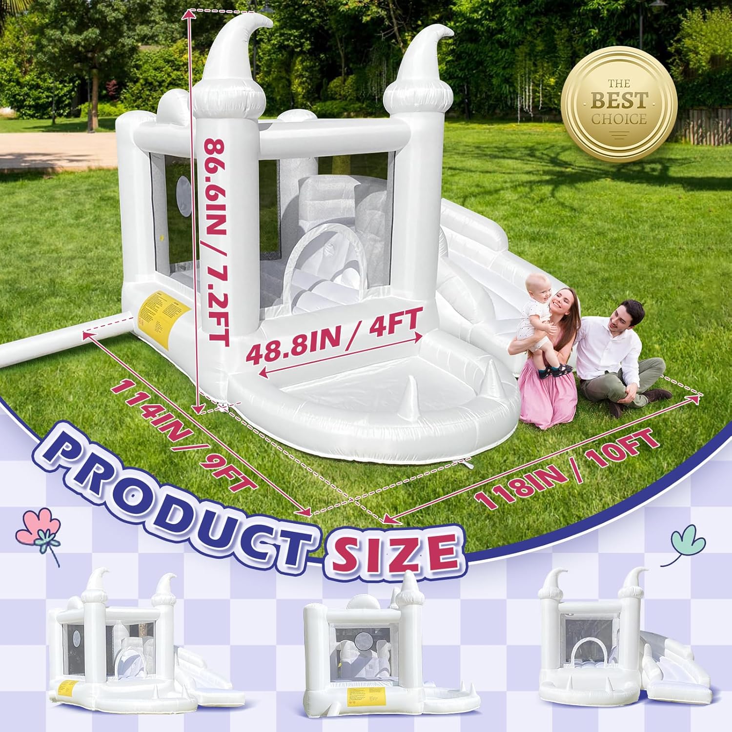 White Inflatable Bouncy Castle - Kids Outdoor Jumping Castle avaliação e preço