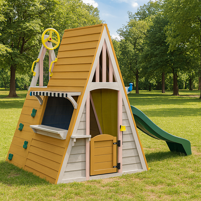 Kids Outdoor Playground Equipm - Kids Outdoor Wooden Playhouse avaliação e preço