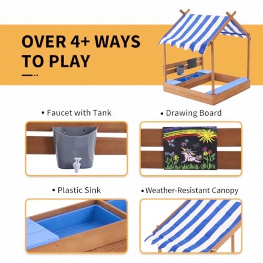 Backyard sandbox with roof for - Kids Outdoor Sink avaliação e preço
