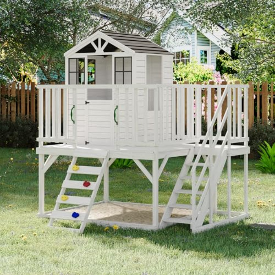 Outdoor wooden playhouse for k - Kids Outdoor Wooden Playhouse avaliação e preço