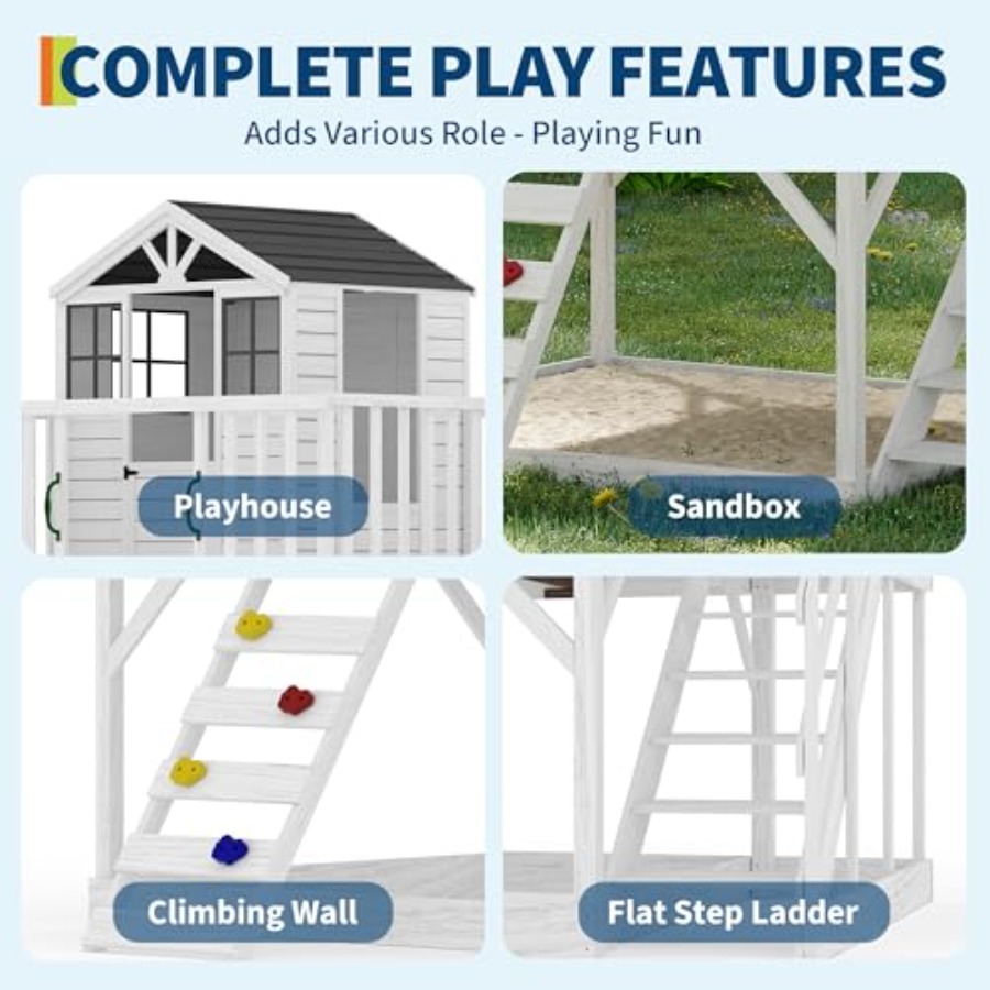 Outdoor wooden playhouse for k - Kids Outdoor Wooden Playhouse avaliação e preço