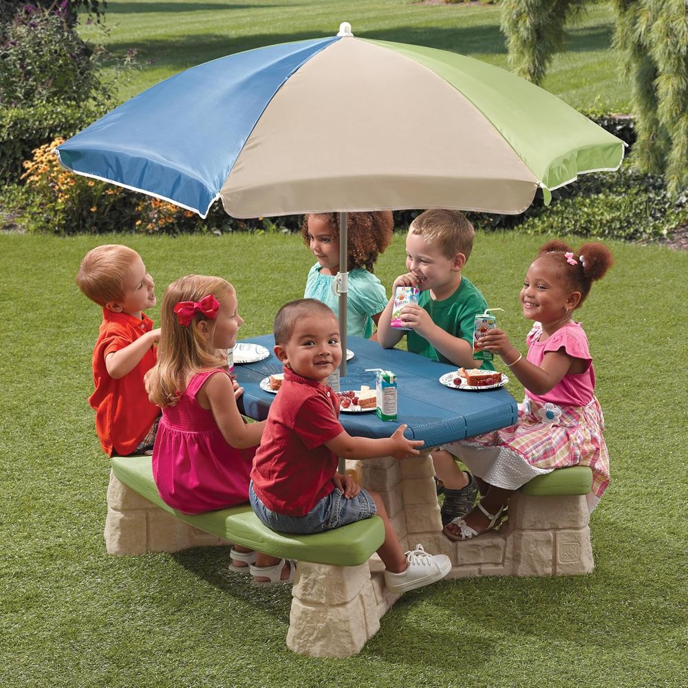 Naturally Playul Kids Picnic T - Kids Outdoor Table With Umbrella avaliação e preço