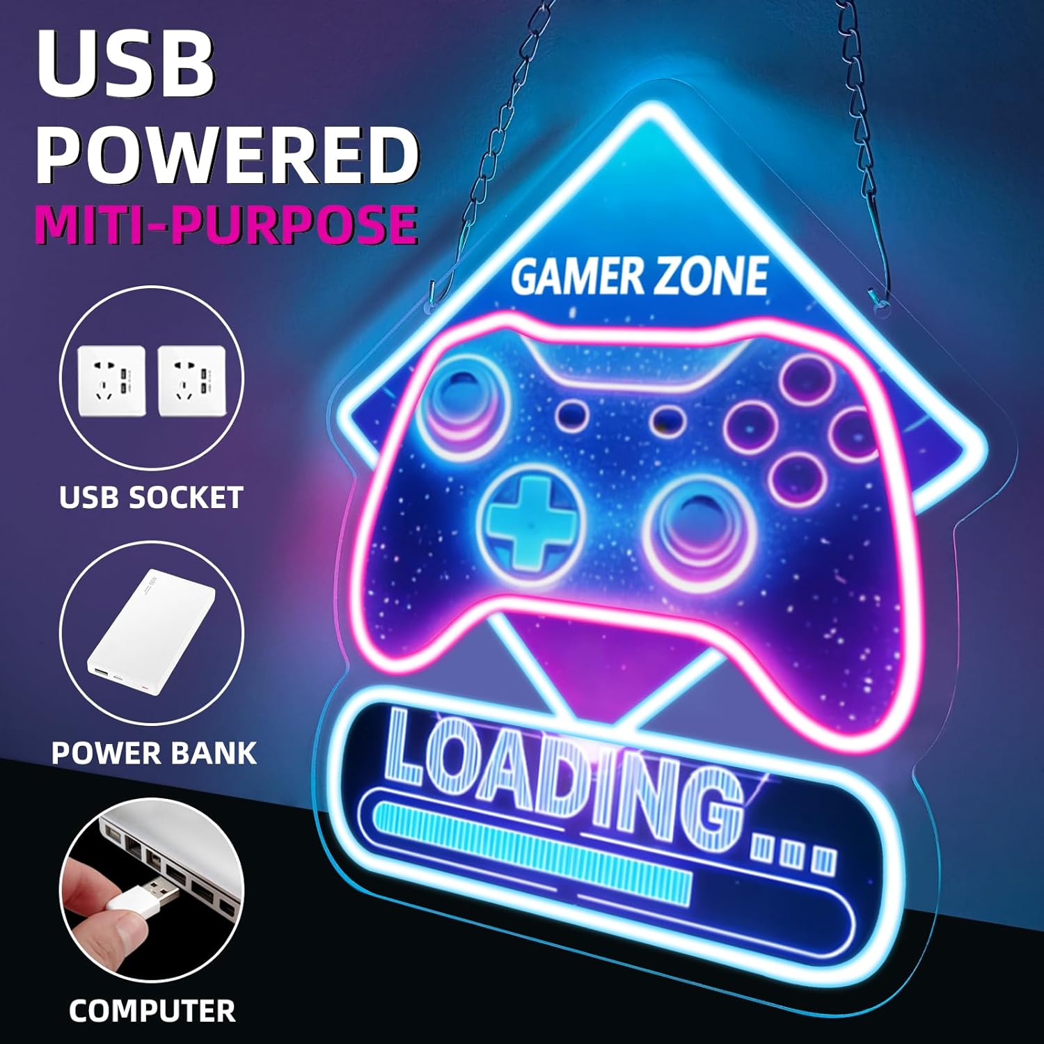 Game Zone Loading Neon Sign Ar - Kids Outdoor Zone avaliação e preço