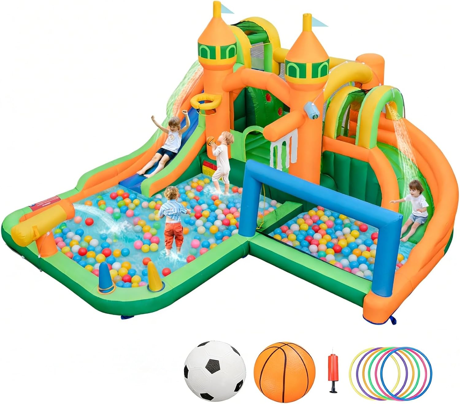 9-in-1 Inflatable Water Park B - Kids Outdoor Jumping Castle avaliação e preço