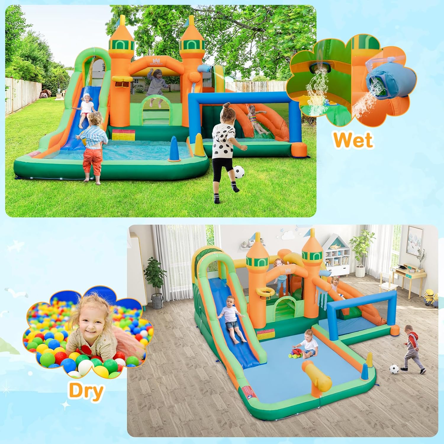 9-in-1 Inflatable Water Park B - Kids Outdoor Jumping Castle avaliação e preço
