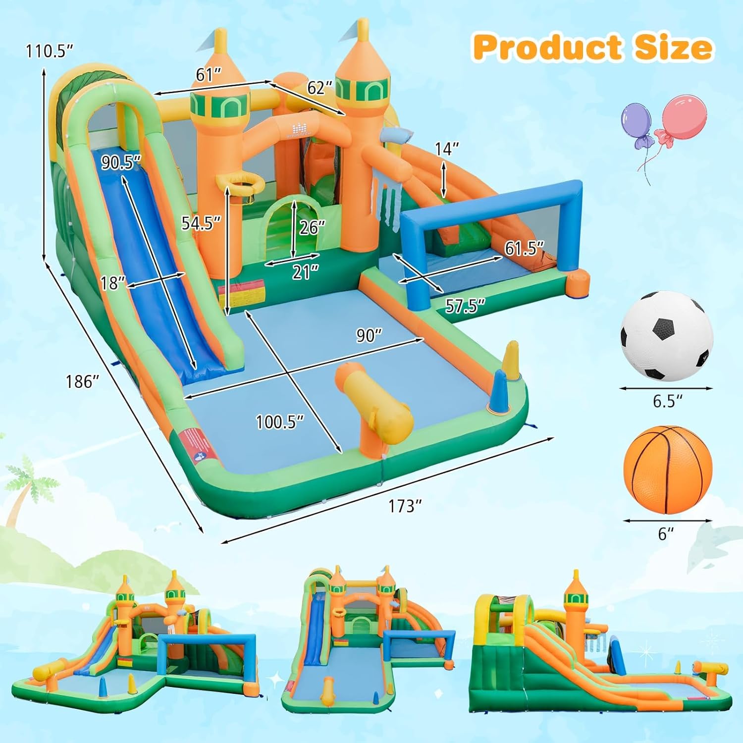 9-in-1 Inflatable Water Park B - Kids Outdoor Jumping Castle avaliação e preço
