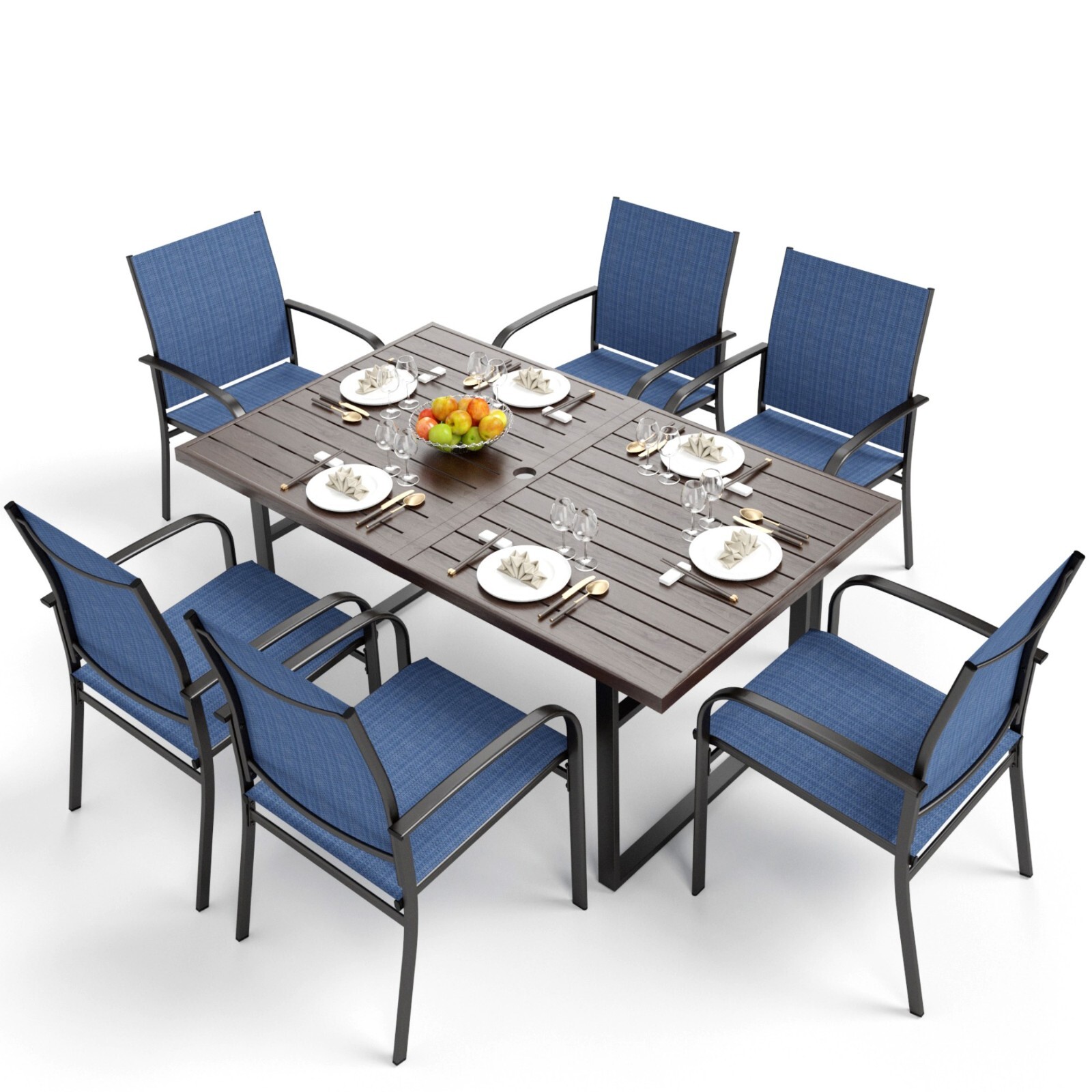7 Piece Outdoor Dining Set Pat - Kids Outdoor Table With Umbrella avaliação e preço