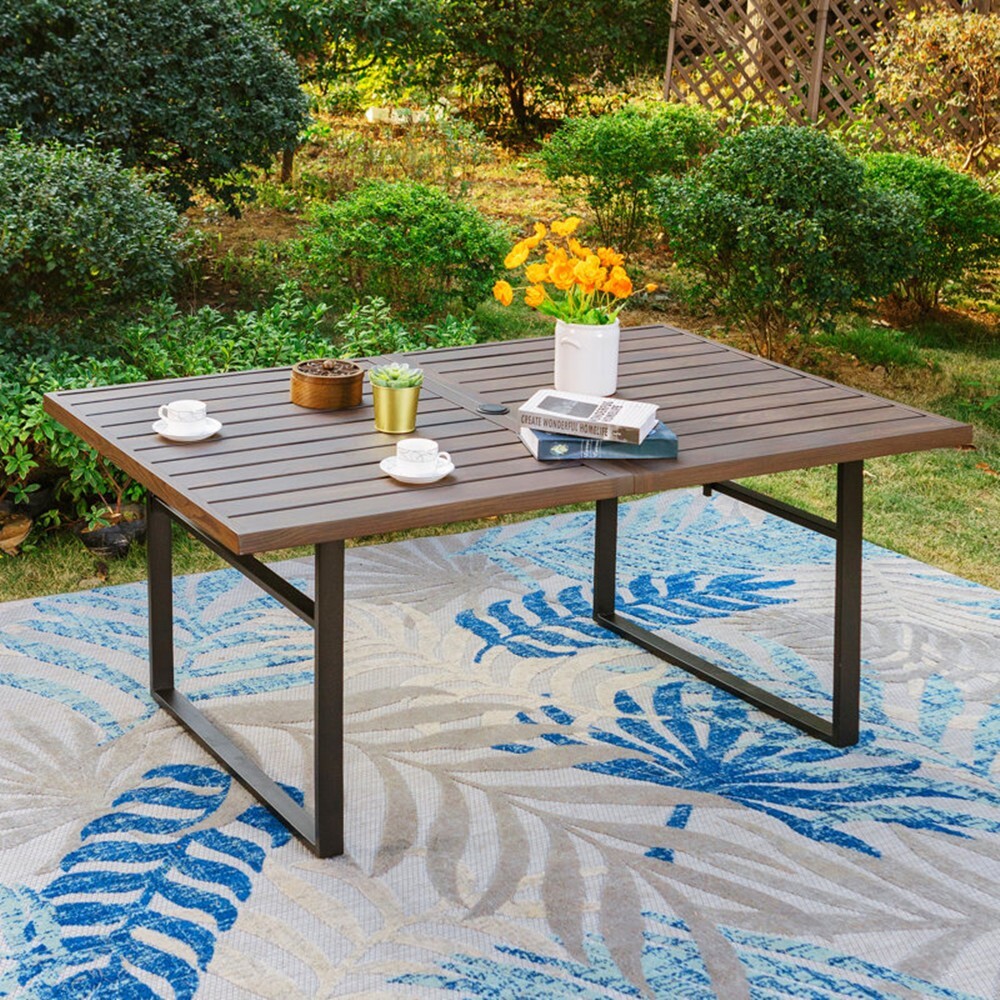 7 Piece Outdoor Dining Set Pat - Kids Outdoor Table With Umbrella avaliação e preço