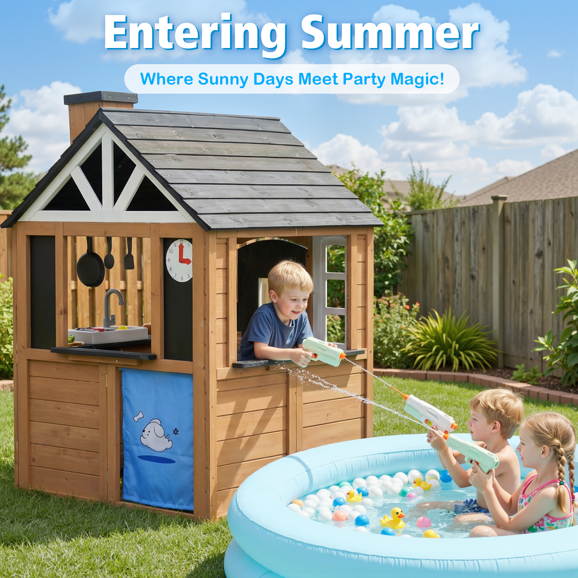 Kids Wooden Playhouse Outdoor  - Kids Outdoor Sink avaliação e preço