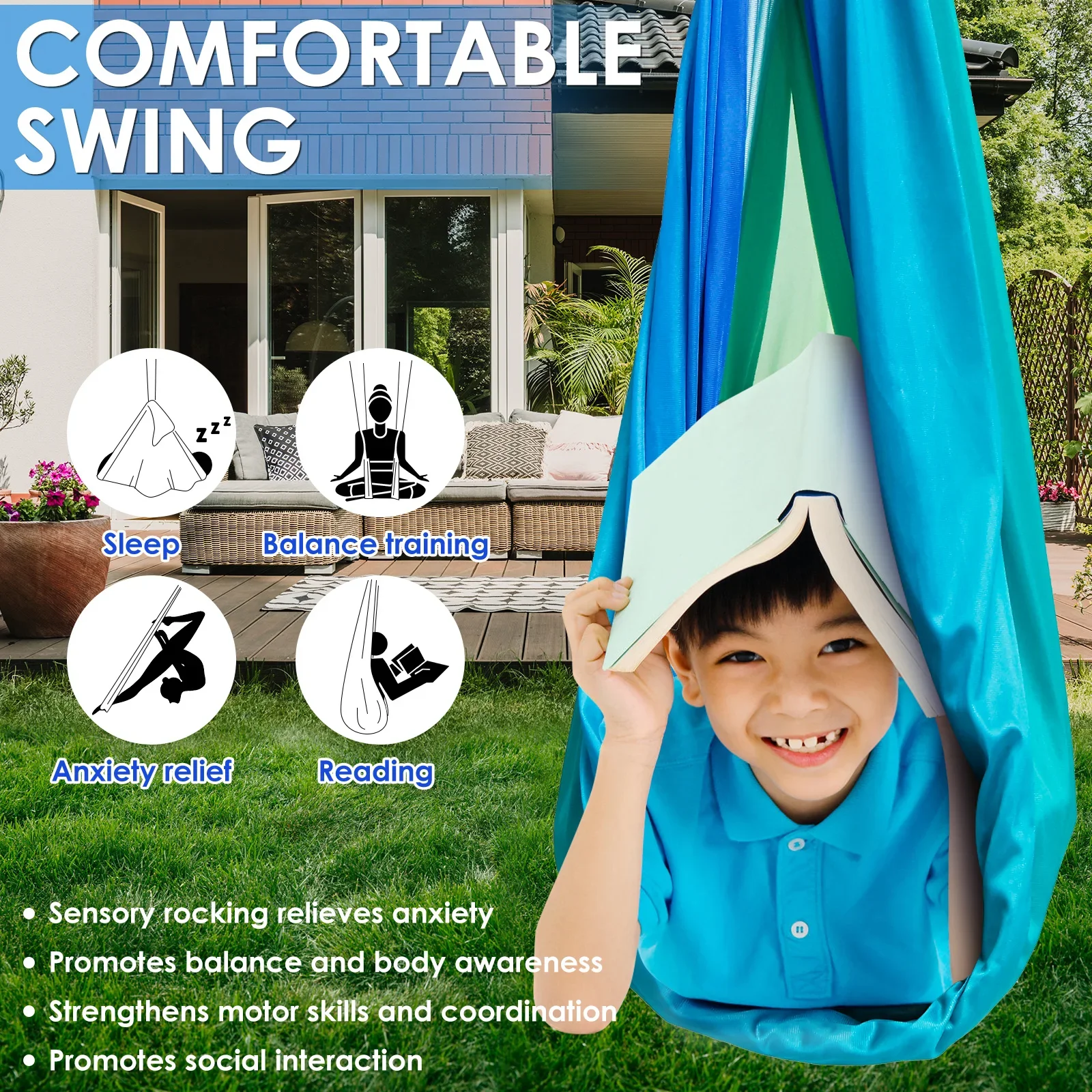Sensory Swing Comfortable Kids - Kids Outdoor Hammock avaliação e preço