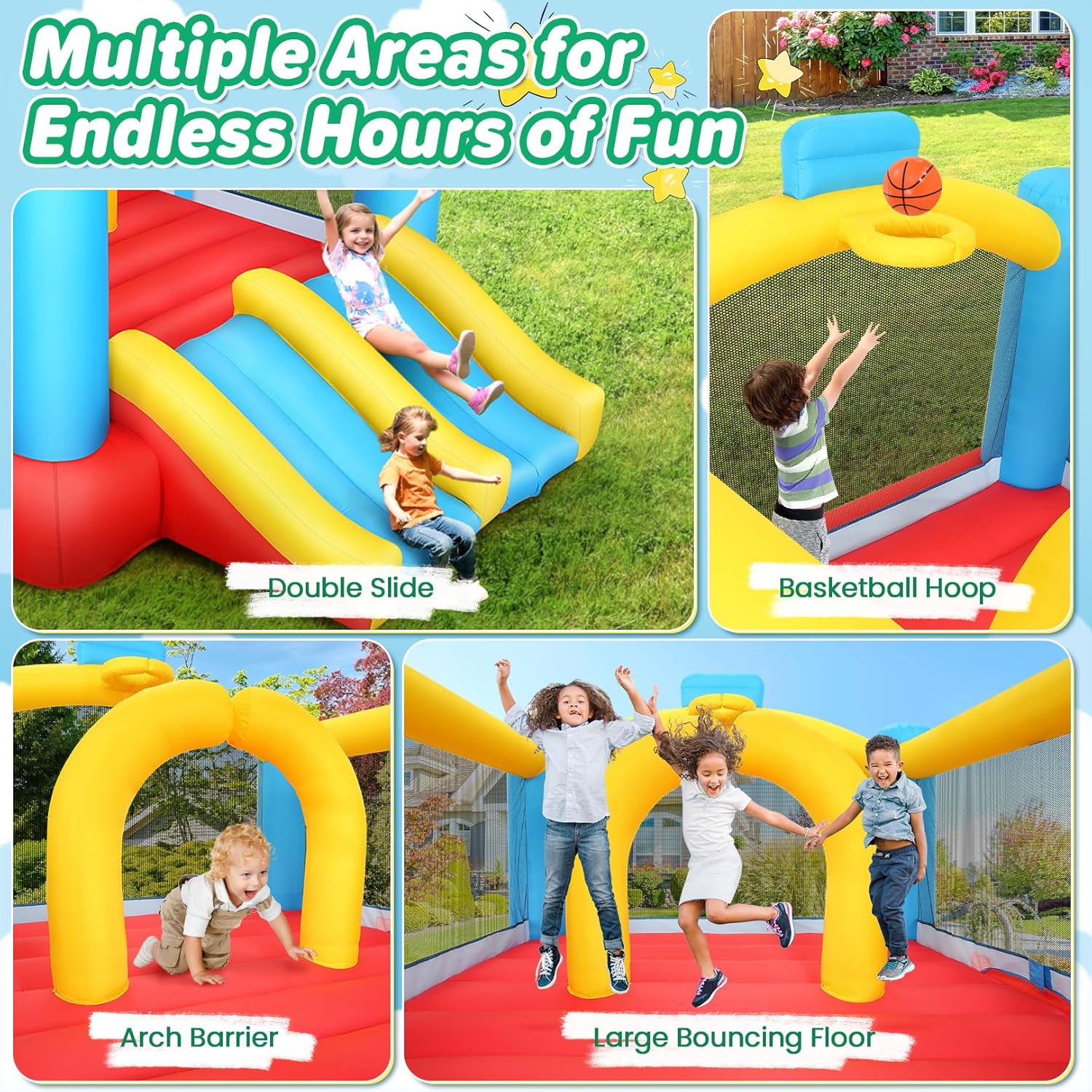 Kids Inflatable Bouncy Castle  - Kids Outdoor Jumping Castle avaliação e preço