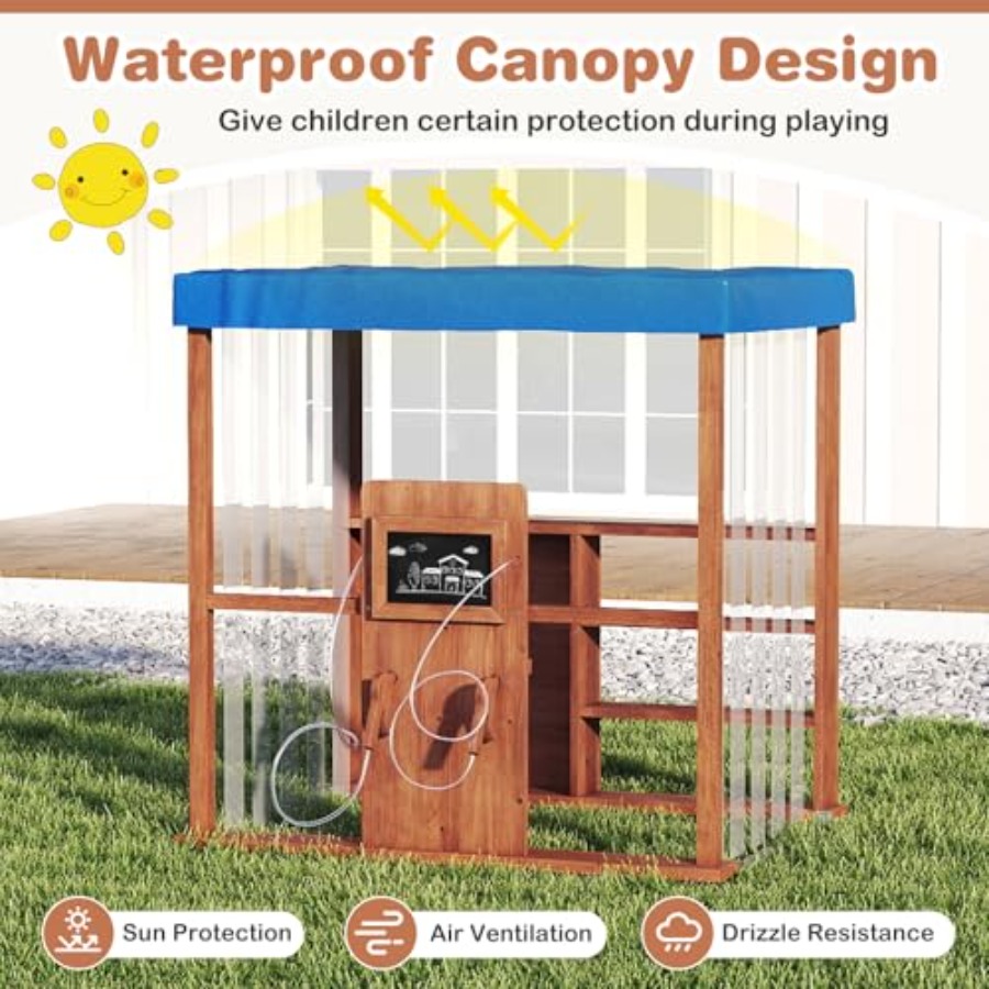 Outdoor kids gas station playh - Kids Outdoor Wooden Playhouse avaliação e preço