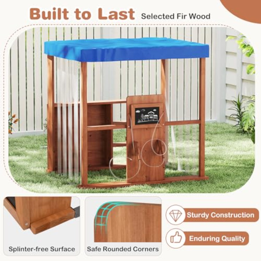 Outdoor kids gas station playh - Kids Outdoor Wooden Playhouse avaliação e preço