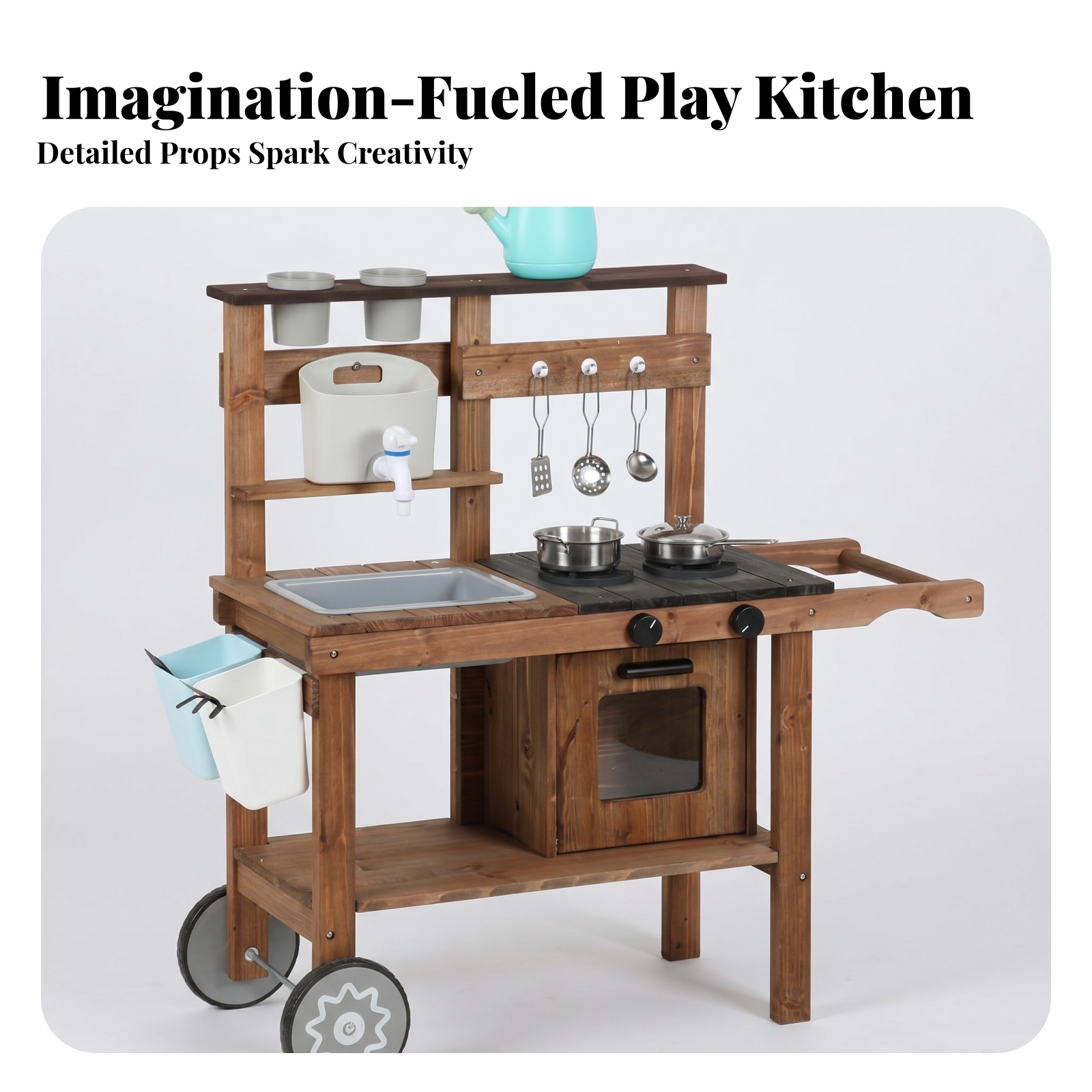 Outdoor Wooden Play Kitchen Bu - Kids Outdoor Sink avaliação e preço