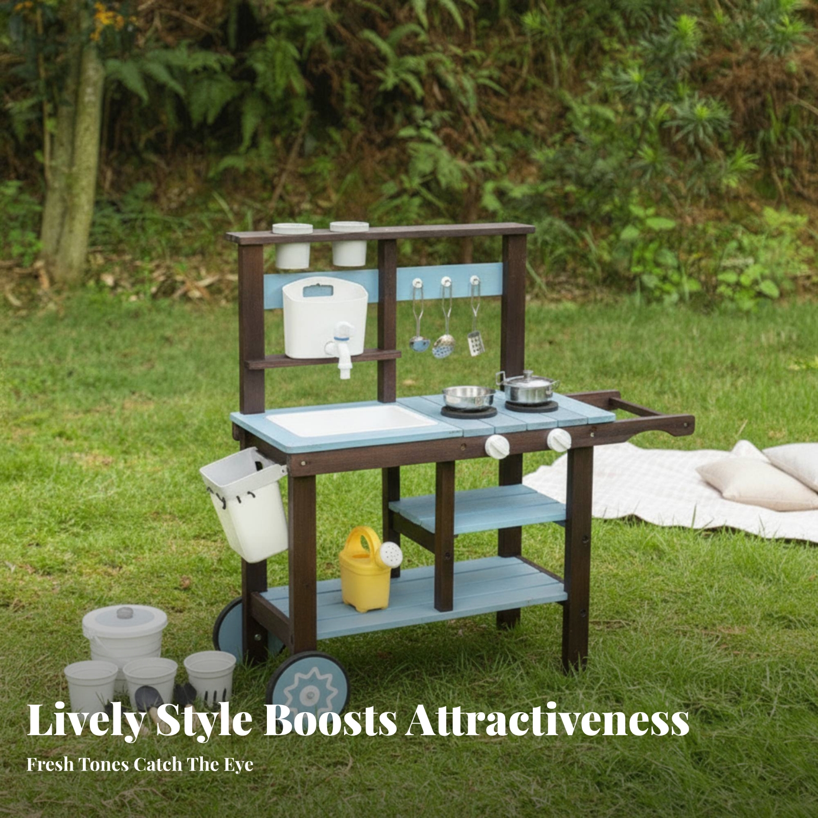 Outdoor Wooden Play Kitchen Bu - Kids Outdoor Sink avaliação e preço