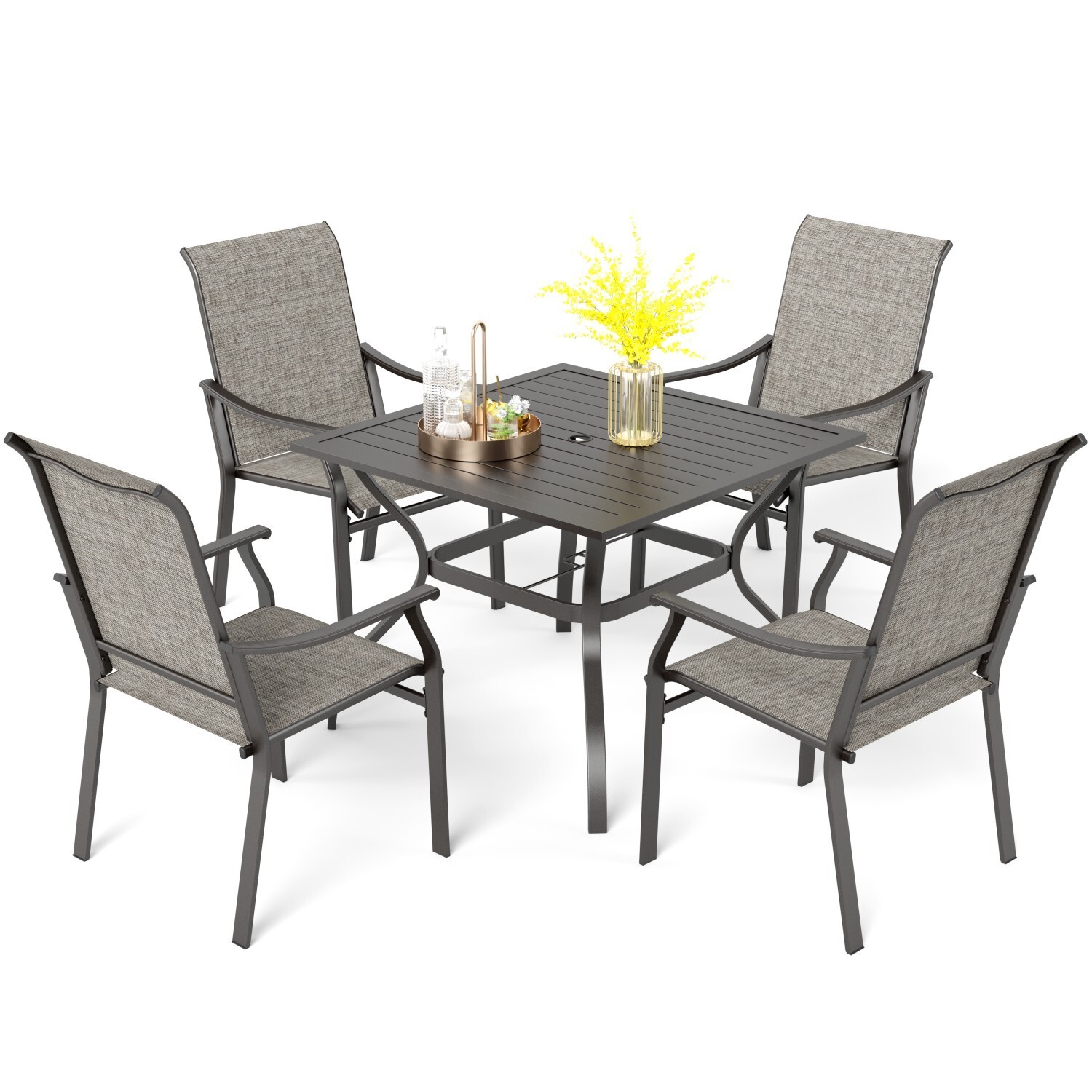 5 Piece Outdoor Dining Sets Pa - Kids Outdoor Table With Umbrella avaliação e preço