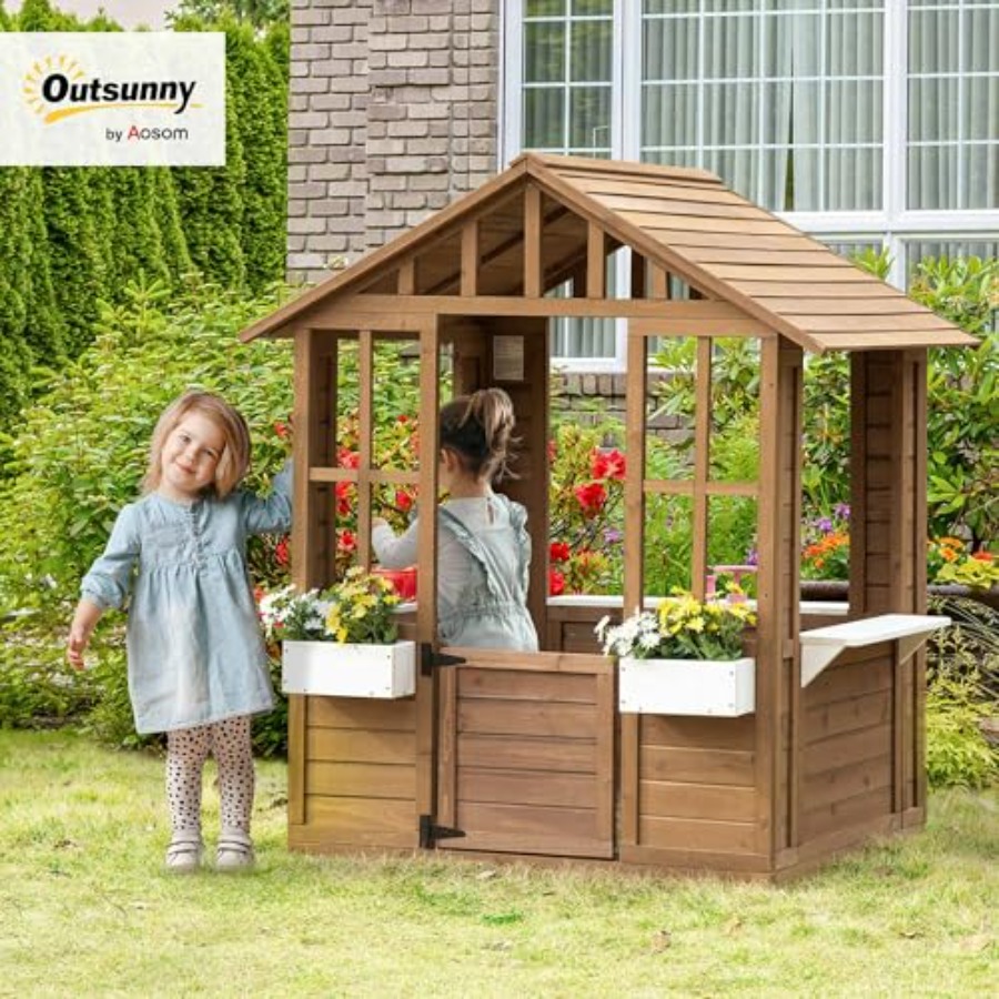Outdoor garden playhouse for k - Kids Outdoor Wooden Playhouse avaliação e preço